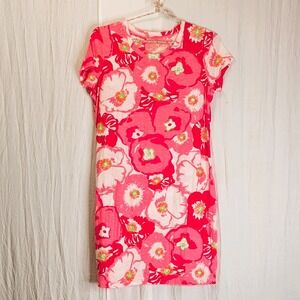 Lilly Pulitzer Emily Crew T-shirt Mini Dress "Cherry Begonias" Vibrant Medium